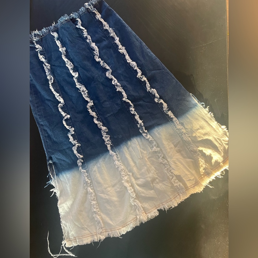 Acid Wash Jean Midi Skirt